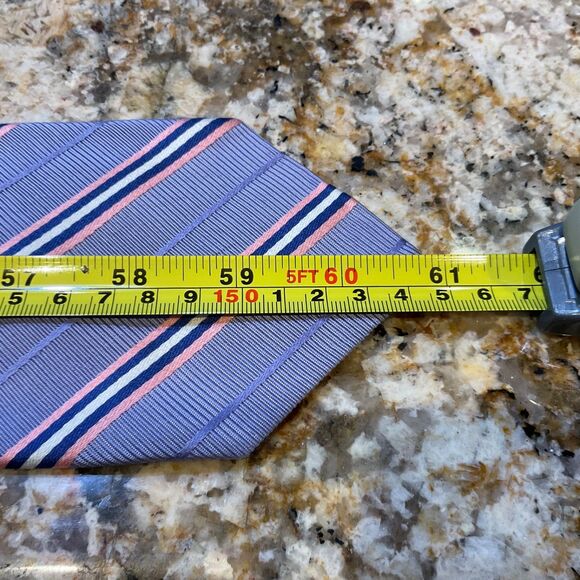 FACONNABLE Men's 61” Silk/Cotton Necktie FRANCE Design STRIPED Pink /Blue/Purple - Picture 7 of 8